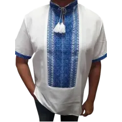 Men’s hand-embroidered vyshyvanka. Blue Thread