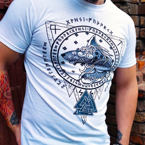 T shirt Fenrir avec runes et Valknut