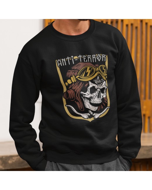 Sweatshirt with an anti-terrorist print