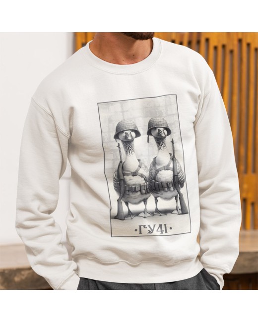 Buy a warm sweatshirt with a print of geese