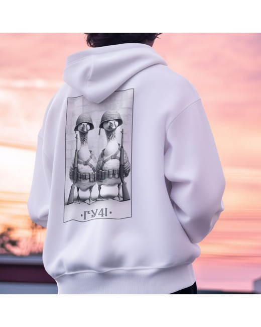 Buy a warm hoodie with geese print